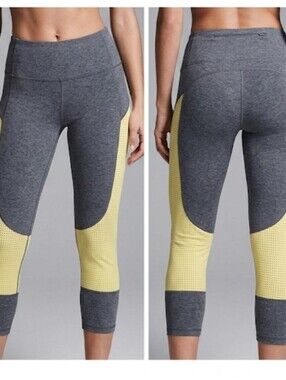 VS cropped yoga pants S grey & yellow Victorias Secret